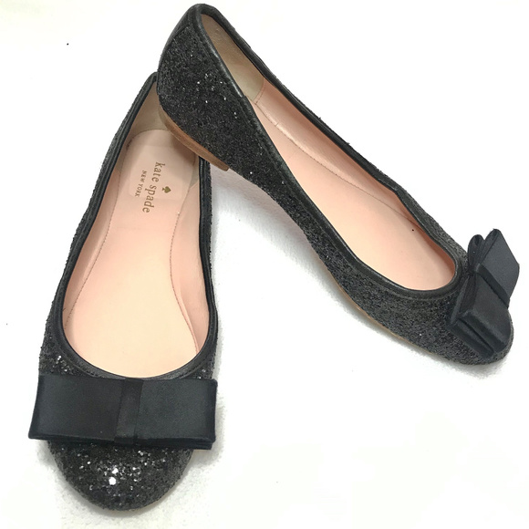 Kate Spade Black York Glitter Bow Flats - Picture 6 of 9